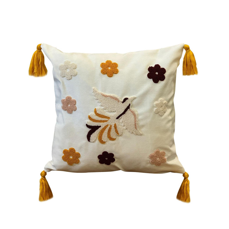 Davina Square Euro Cushion Cover, Beige/Orange, Bird