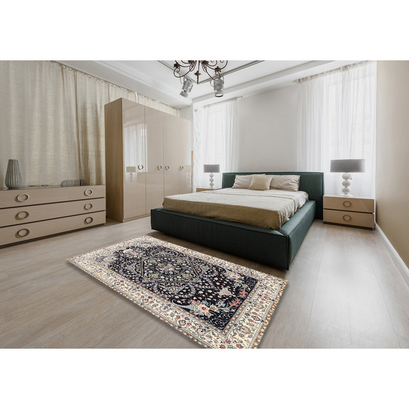 Tapis oriental noir / beige Shalton, Rectangle 4 pi x 6 pi