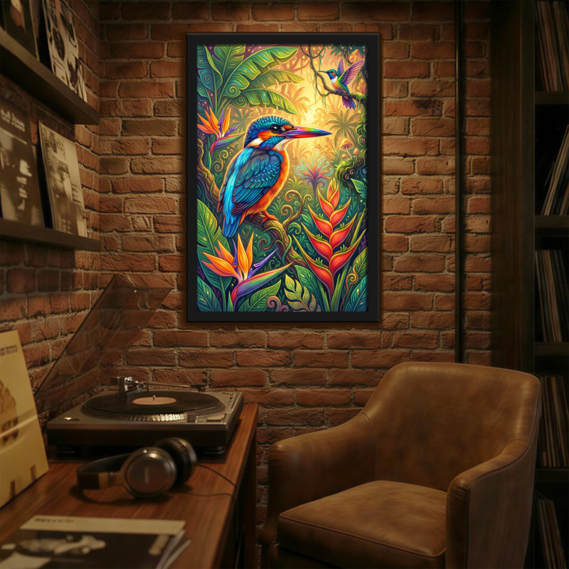 Illustration de la jungle tropicale, animaux, H 18 po x l 12 po