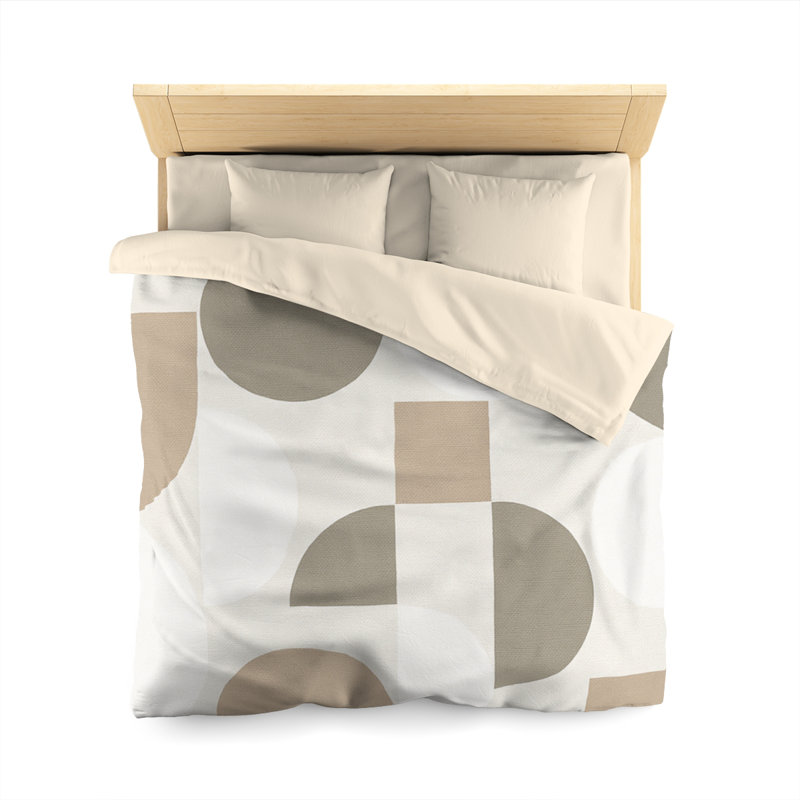 Microfiber Duvet Cover Boho Style, Design 74, Cream, Queen Duvet Cover