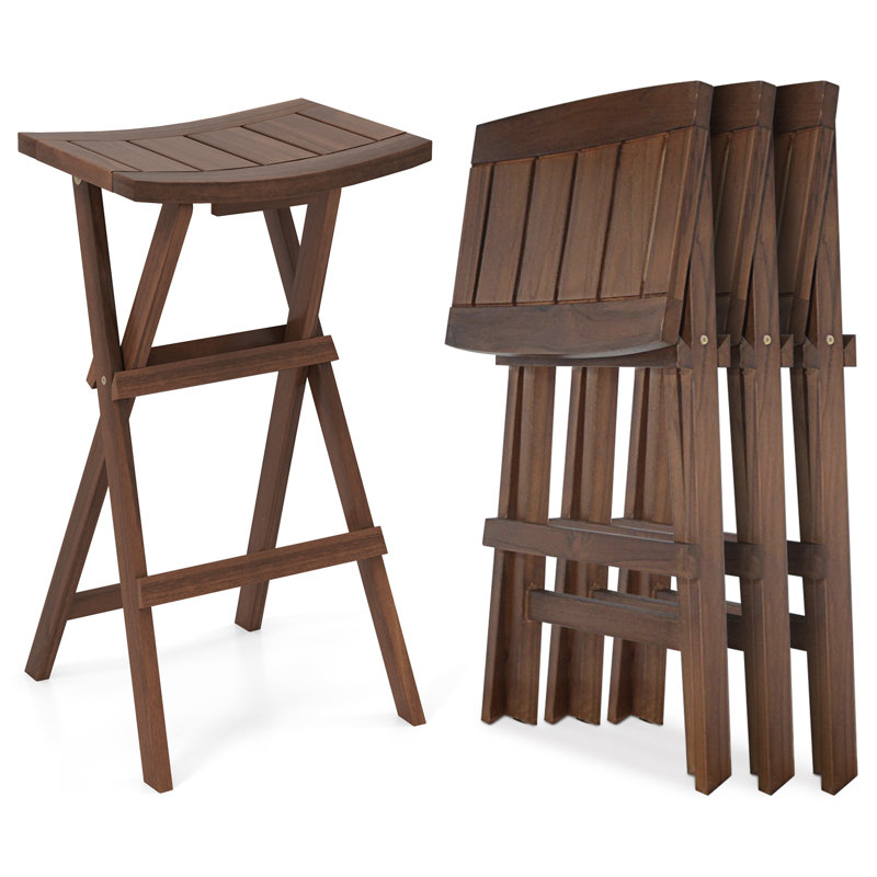  Ensemble de 4 tabourets de bar pliables à hauteur de bar de 30 po avec siège de selle et repose-pieds