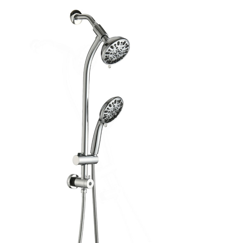No-Tool Installation 5 Inch Rain Shower & 7-Spray Handheld Combo With 26" Adjustable Slide Bar, Dual Flow 1.8GPM Watersense​