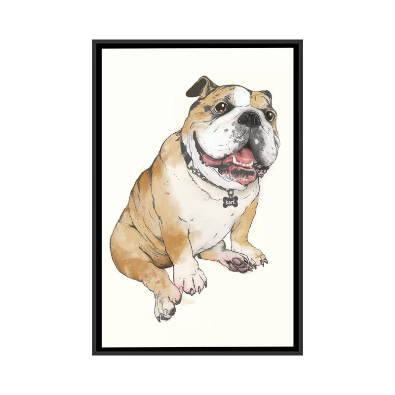 «Bulldog», impression sur toile, H 26 po x l 18 po x P 1,5 po, Toile avec cadre noir