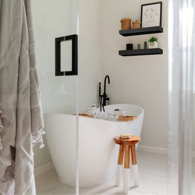 Ensemble de 2 tablettes de salle de bain flottantes pour étagère murale au-dessus de la toilette, ensemble de 2 décorations murales de style campagnard, noir