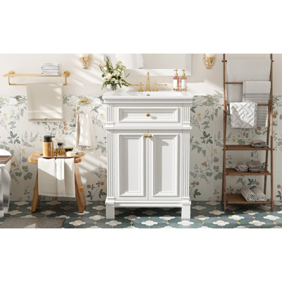 Meuble-lavabo 24 po avec lavabo en céramique et portes à fermeture 24 po