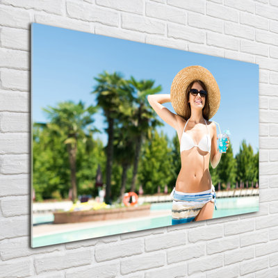 Woman By The Pool - Unframed Art Prints on Glass