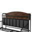 Full Size Metal Platform Bed Frame With Light, Kids Full Metal Bed With Upholstered And Storage Headboard, Black