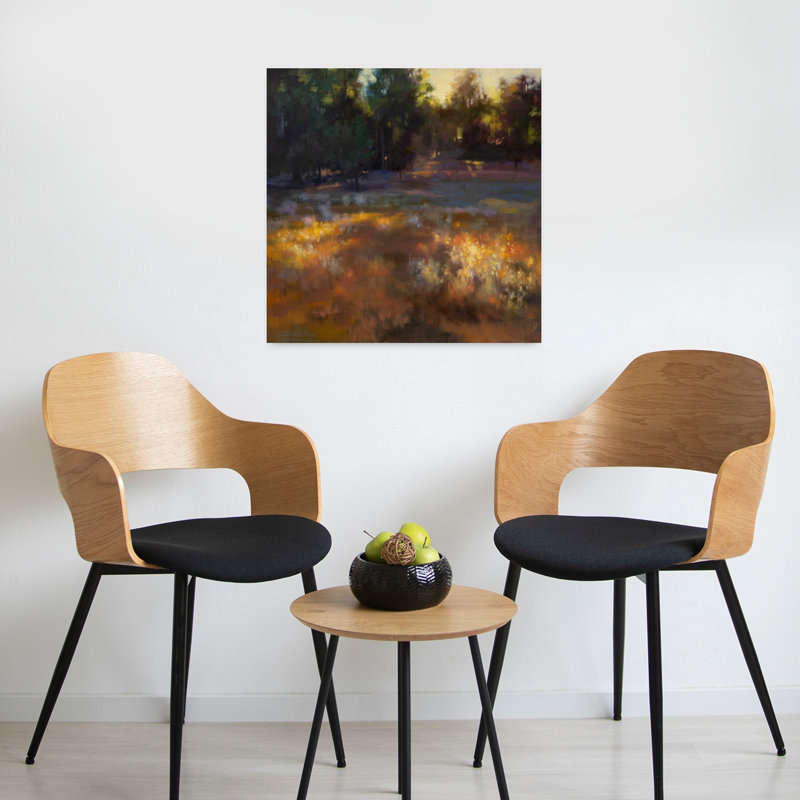 Art contemporain abstrait paysage d'après-midi étoiles, H 24 po x l 24 po