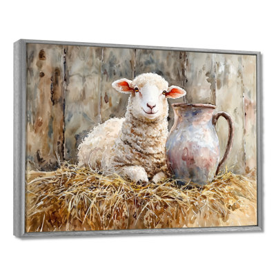 Douwine Baby Sheep Portrait at The Barn I - Sheep, art mural de salon