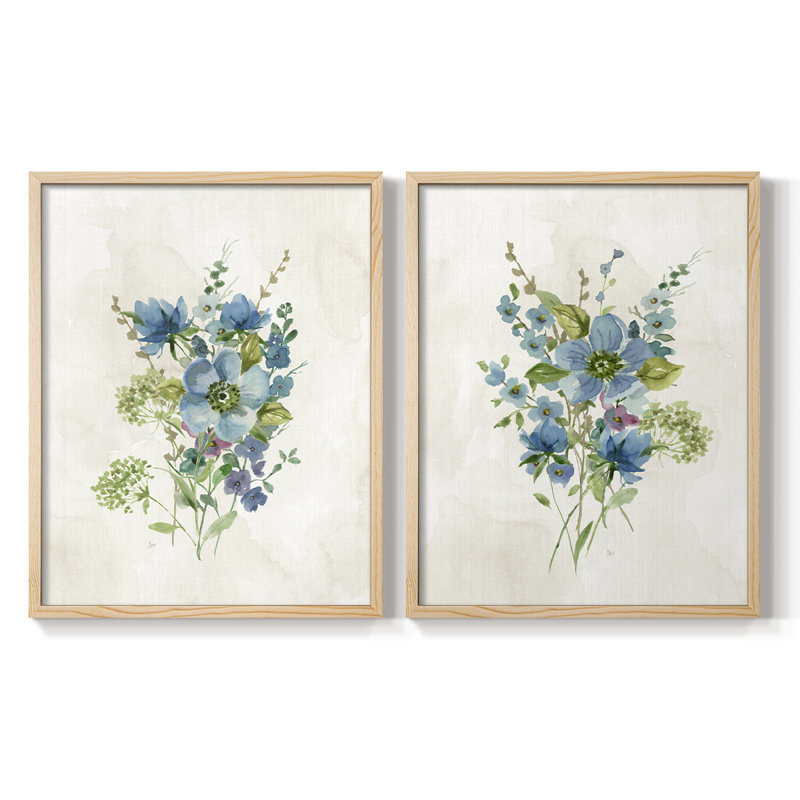 «Bouquet of Blue I», reproduction encadrée de qualité supérieure - prête à être accrochée - aucun clou requis - aucun clou requis