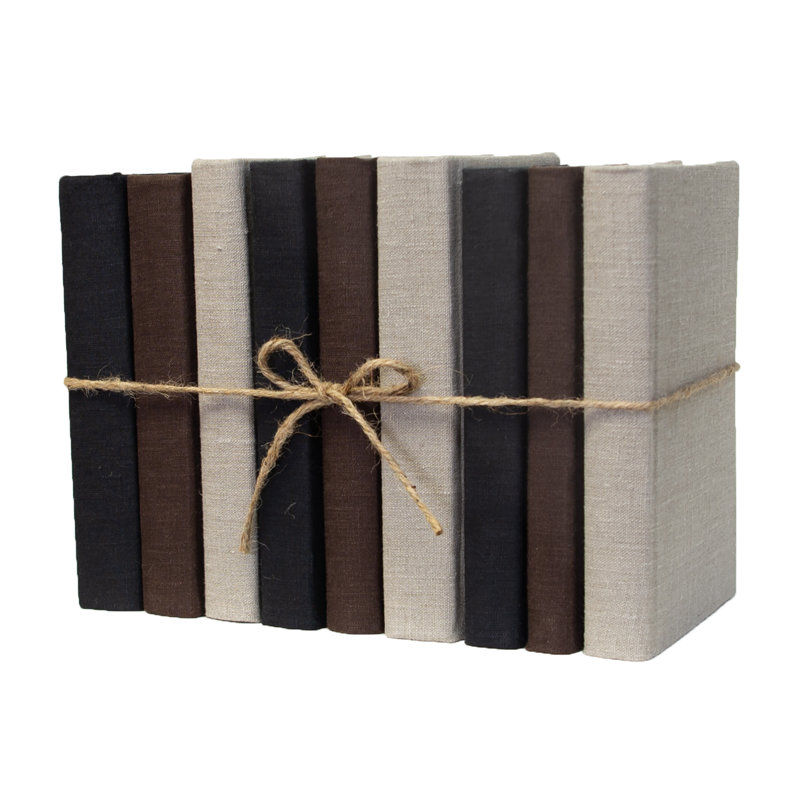 Livres décoratifs - Ensemble de livres en onyx et en lin brun - 1 pied de livres noirs et bruns, Noir / brun