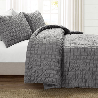 Crinkle 3 Piece All Season Crinkle Textured Dobby Comforter Set