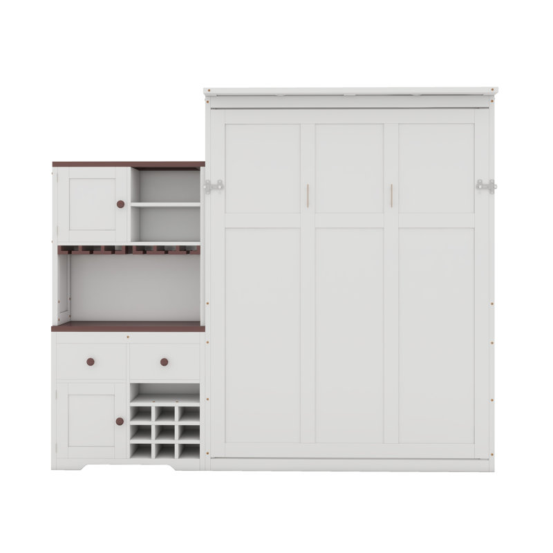 Murphy Bed With Storage Cabinet, White