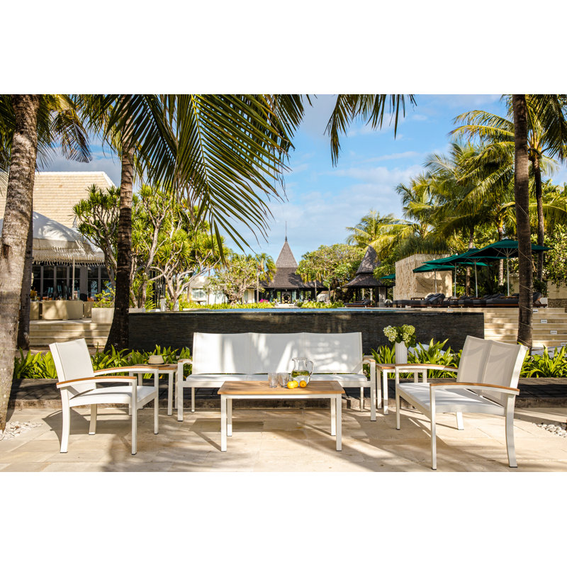 SoHo 42" Square Teak Aluminum Outdoor Coffee Table, Black