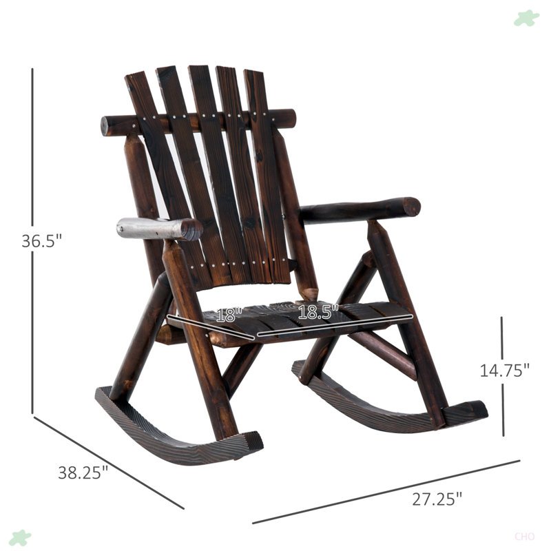 Millwood Pines Outdoor Wooden Rocking Chair, Rustic Adirondack Rocker ...