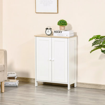 Storage Cabinet, Adjustable Shelves, Double Door Cupboard With 2