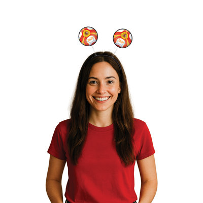 Bandeau Beistle Espagne Soccer Boppers - Bandeau en plastique noir Snap-On, équipement de fan de football drapeau espagnol, accessoire de costume de fête de tournoi, accessoire de photo pour événements sportifs