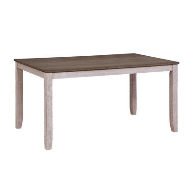 Rectangular Transitional Dining Table - Grayish White/brown, 6, Veneer & Engineered Wood, 36"x60", 30" Tall Style White/brown Finish, 6, Veneer, Tall, 60" Long, Wood