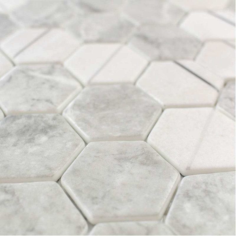 Eterna Hexx 2" x 2" Glass Mosaic Tile, Gris