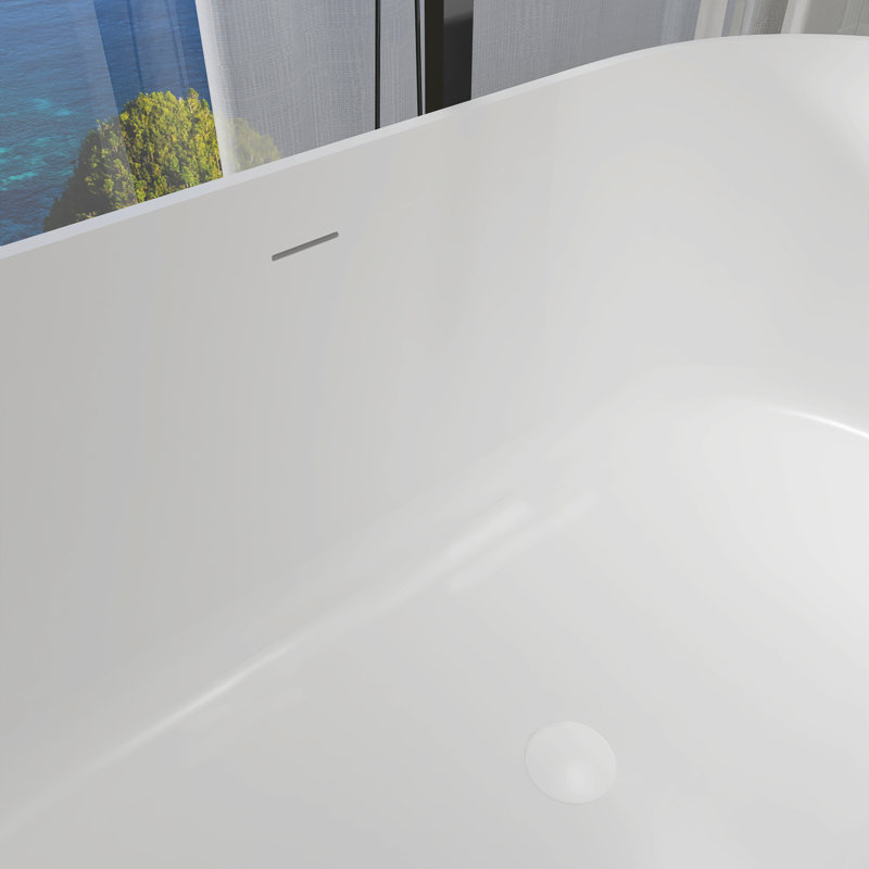 Baignoire autoportante 59 po x 29,5 po à surface solide blanc mat