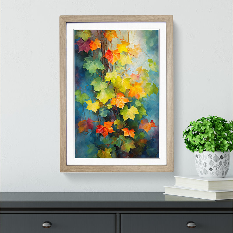 Ivy Leaf Impressionism - Framed Print, Oak Framed, 64cm H x 46cm W x 2cm D