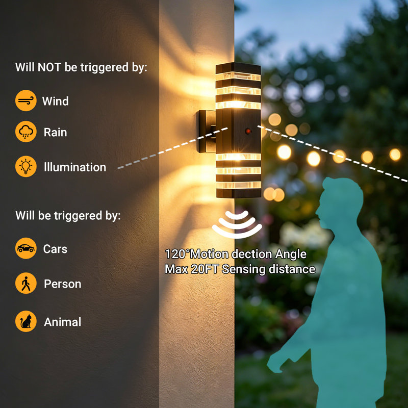 Motion Sensor Outdoor Wall Light Fixture Up Down Porch Lights