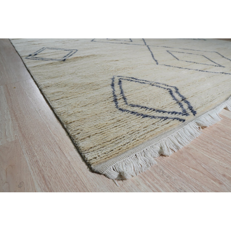 Hand Knotted Wool Geometric Area Rug, 8' x 10'