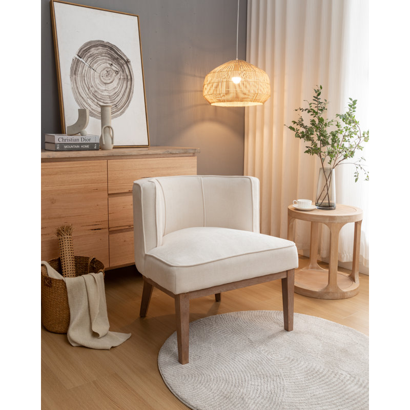 Fauteuil demi-tonneau Karoll, Mélange de polyester beige, 1