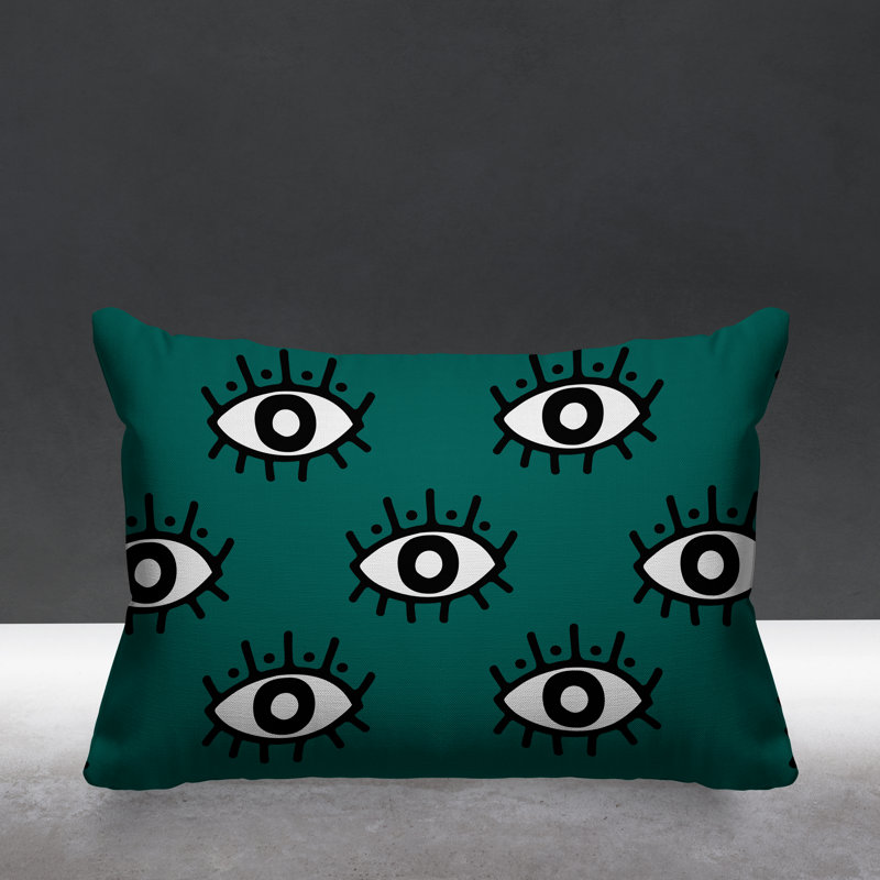 Coussin intérieur / extérieur Ankara Evil Eye, Émeraude