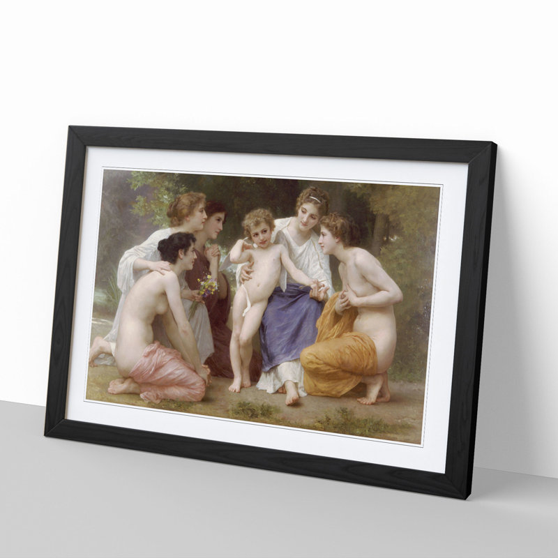 Admiration by William Adolphe Bouguereau - Picture Frame Painting, 27cm H x 36cm W x 2cm D, Black Framed