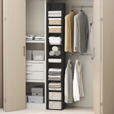 Organisateur de placard à 10 niveaux, tablette ouverte, largeur 30,5 cm, pour placard ou chambre, en bois noir