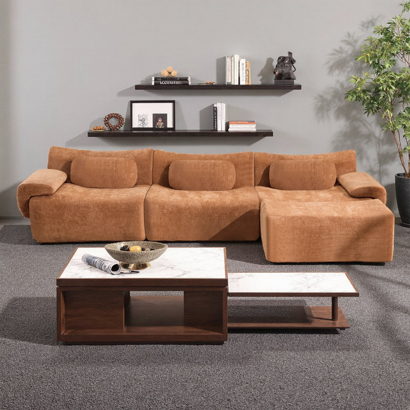 Ensemble de canapé modulaire à assise profonde Dreamy - chenille moelleuse, technologie de compression intelligente, espaces de vie adaptables