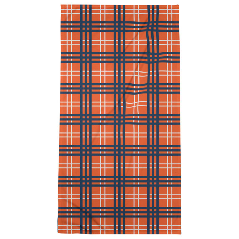 Serviette de plage de luxe Denver, Orange / blanc / bleu, Mélange polyester-coton