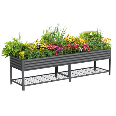 32" Tall 120" Long Metal Outdoor Elevated Planter