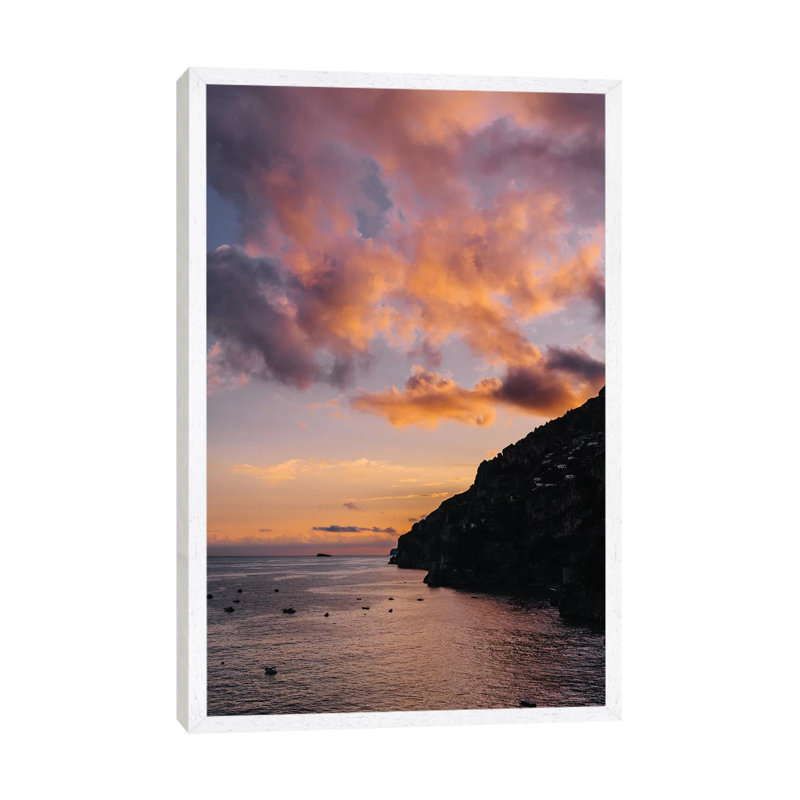 Amalfi Coast Sunset I by Bethany Young - Print on Canvas, 66.04cm H x 45.72cm W x 3.81cm D, White Framed