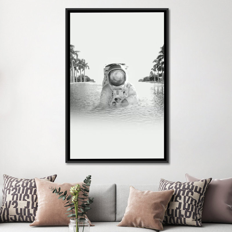 «Astronaut», reproduction d'impression sur toile, H 26 po x l 18 po x P 1,5 po, Toile avec cadre flottant noir, Pas de tapis