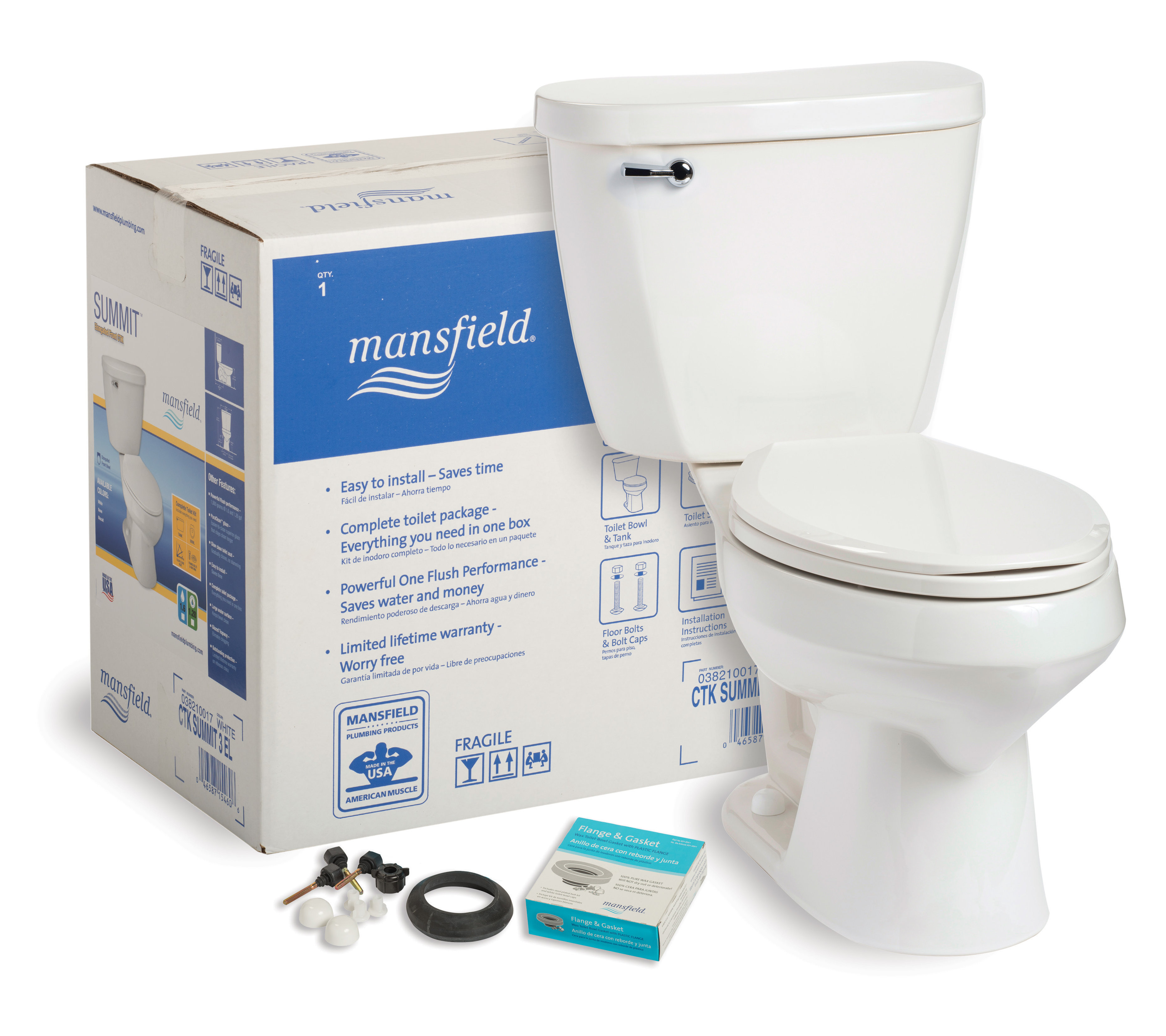 Mansfield Plumbing Products Summit CTK 1.6 GPF Elongated Two-Piece ...