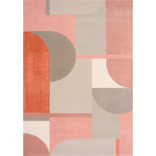 Cobscook Geometric Pattern Plush Pink Rug