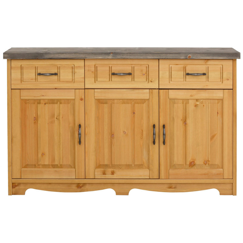 148cm Solid Wood Sideboard, Nature Brown Oil/Grey