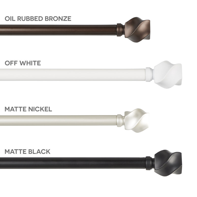 Adjustable Off White Iron Window Curtain Rod with Twisted Finials