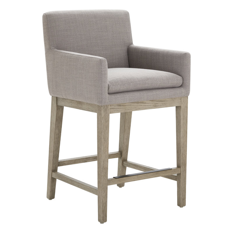 Tabouret de comptoir avec accoudoirs Bethea, Effie silex / lin