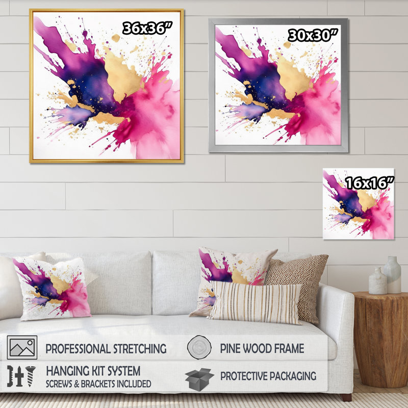«Mauve et rose», art mural Fractals, Toile tendue, H 30 po x l 30 po x P 1 po