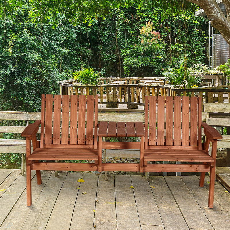Garden Bench With Middle Table And Umbrella Hole