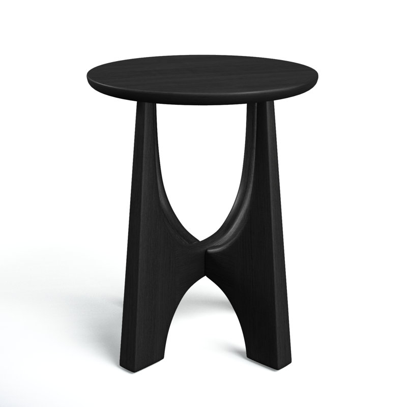 Black Round Solid and Manufactured Wood End Table