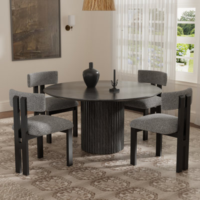 Round Pedestal Dining Set with Upholstery Dining Chair
