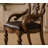 Pimm 19.5" H Upholstered Armchair — Dark Oak Finish · Faux Leather Seat · Ornate Carved Details