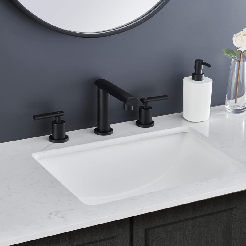 Matte Black Widespread Bathroom Faucet, Waterfall Bathroom Faucets For Sink 3 Hole, 2-Handles Modern Vanity Faucet With Pop Up Drain Assembly And Lead-Free Supply Hose,8-Inch