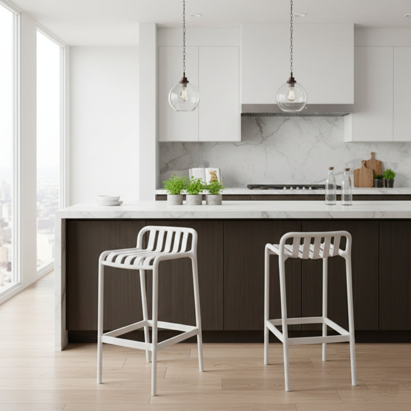 Outdoor 77cm Bar Stool, White