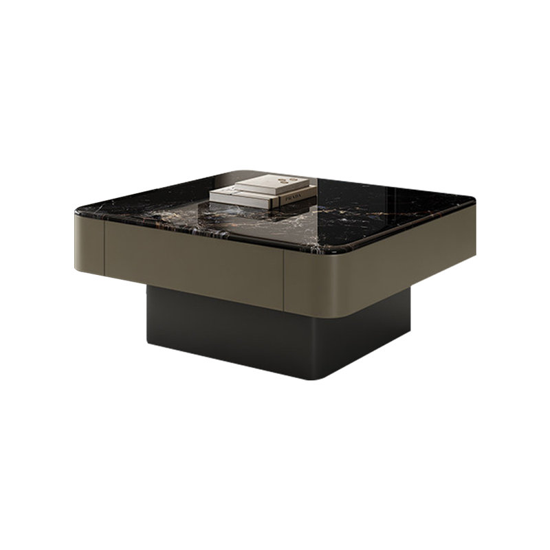 Table basse carrée en marbre noir