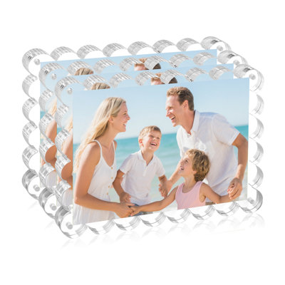 4x6 Inch Acrylic Picture Frames, Double Sided Magnetic Clear Picture Frames, Freestanding Acrylic Frameless Desktop Photo Frames 4x6 for Home/Office Tabletop Display